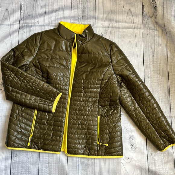 TALBOTS || Brown and Yellow Womans XL Puffer jacket - Picture 1 of 6